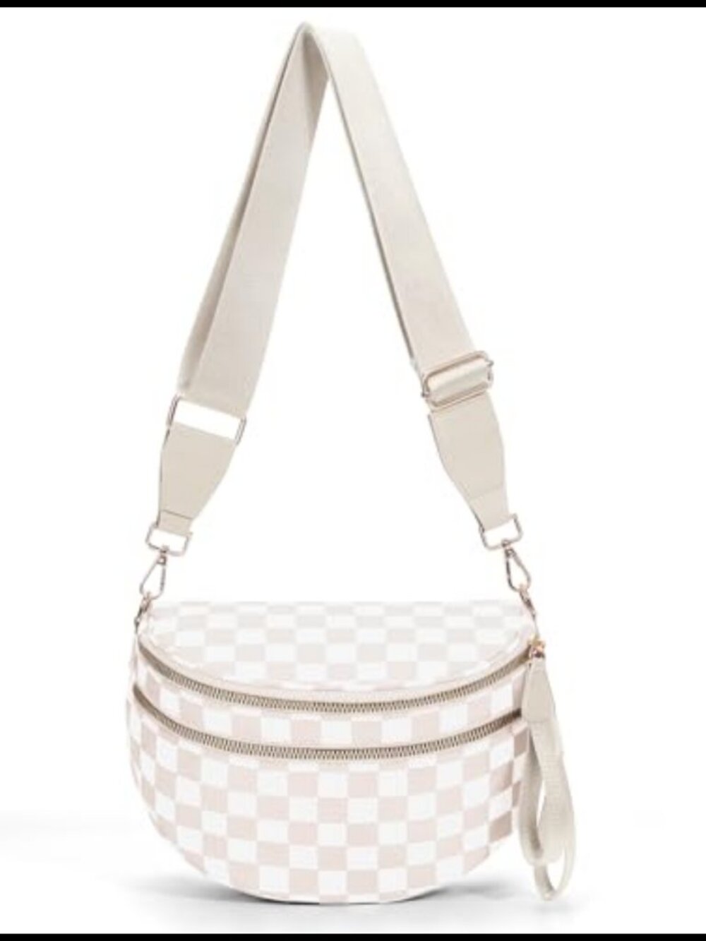Nylon Checkered Crossbody Bum Bag Adjustable Strap Fanny Pack